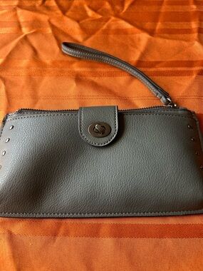 Maurices Gray Wristlet Clutch with Turn-Lock Detail